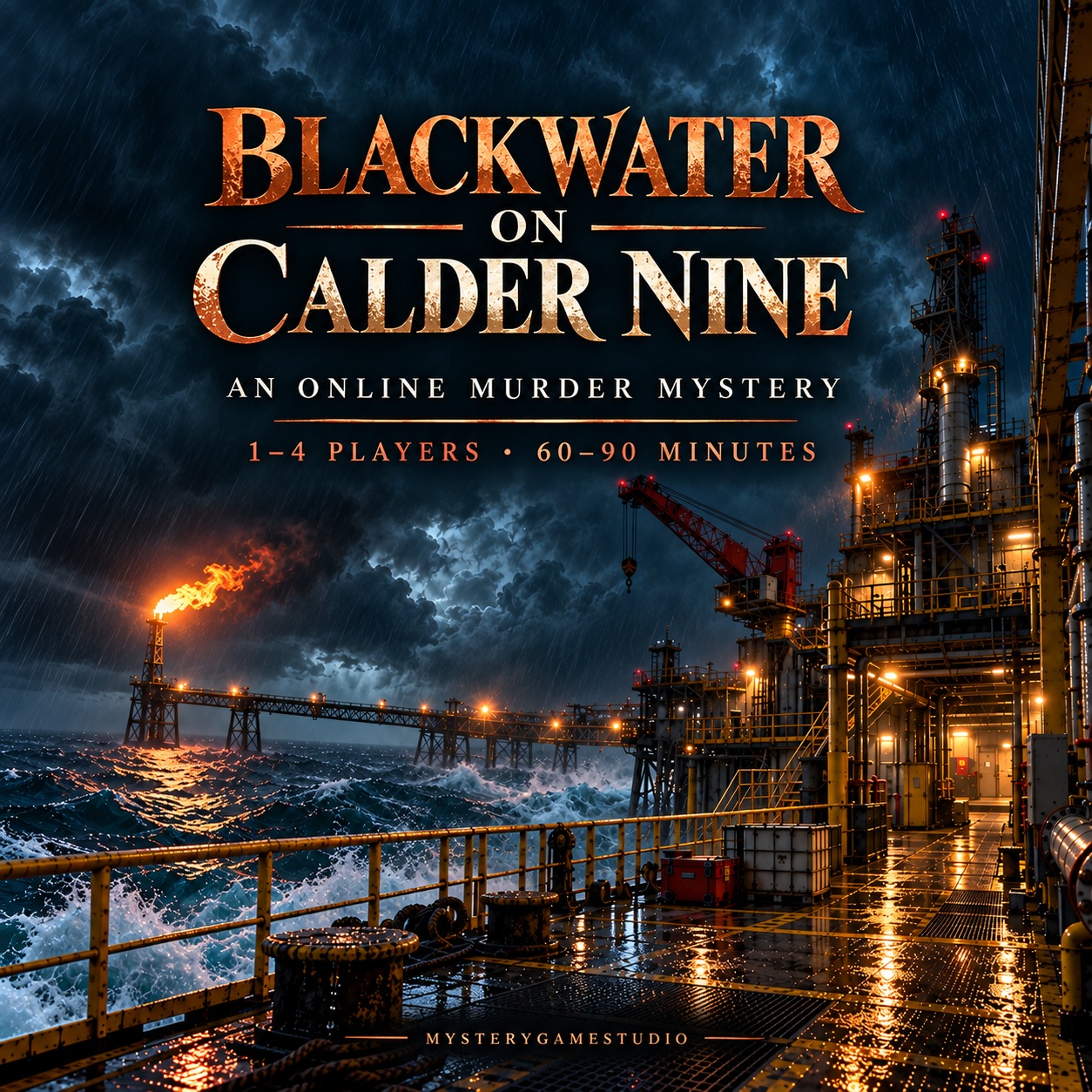 Blackwater on Calder Nine: a stormbound oil platform at night